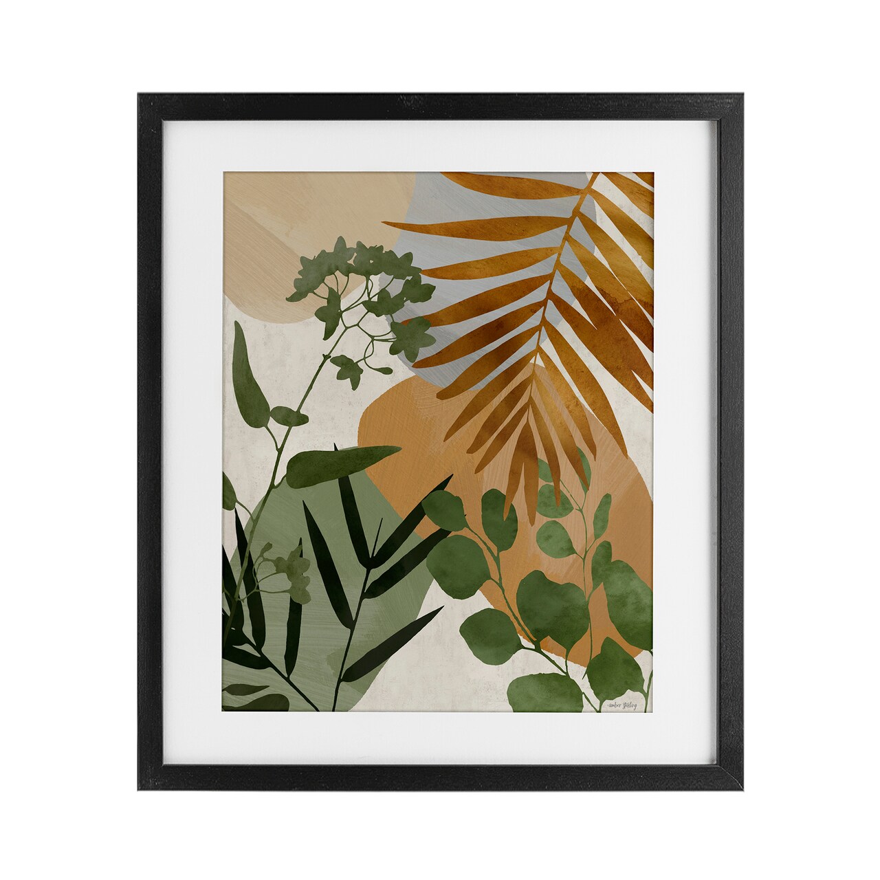 Stupell Industries Earthy Tropical Leaves Framed Print Under Glass, design by Amber Sterling